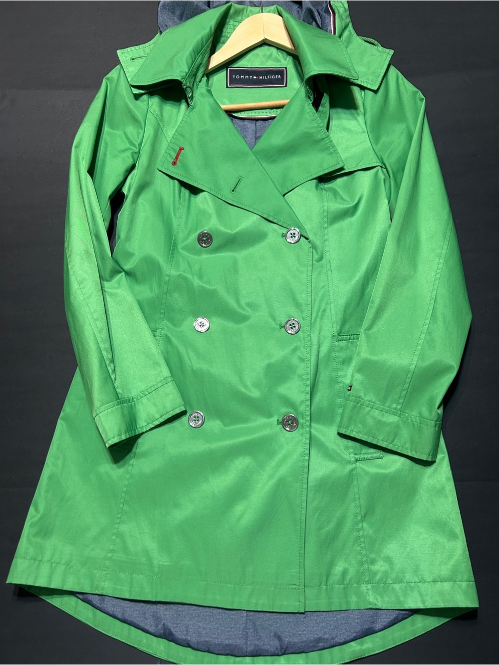 Tommy Hilfiger Bright Green Double-Breasted Trench